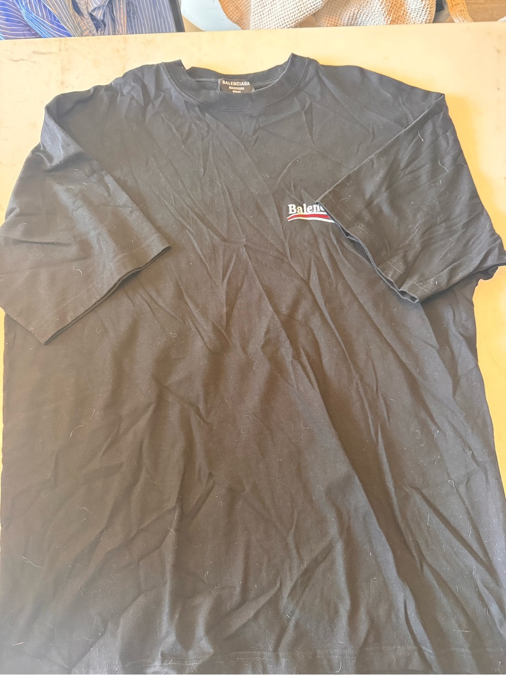Balenciaga Black Short-Sleeve Logo Tee with Subtle Chest Script